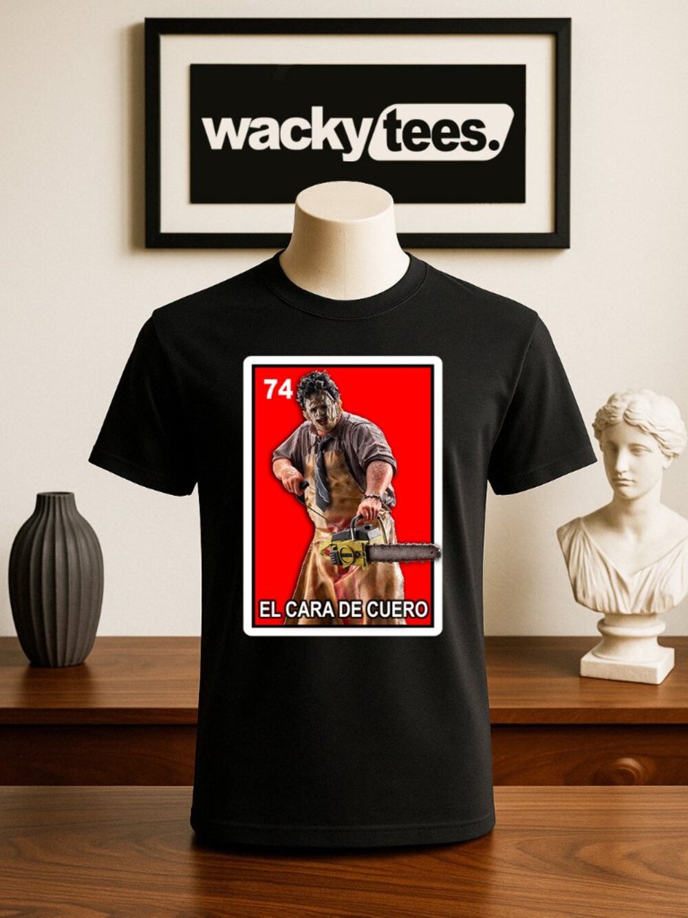 El Cara De Cuero 2 Leather Face Loteria Horror Mexican Bingo Tarot Card Shirt